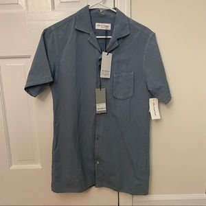 Officine Generale Blue Short-Sleeve Button-Down Shirt